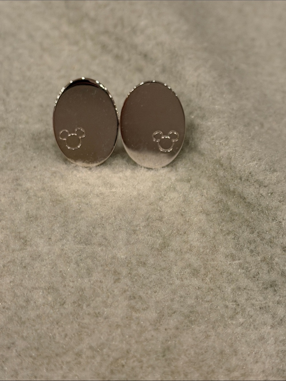 Rare 2005 Disney Silver Oval Mickey Head Cufflinks